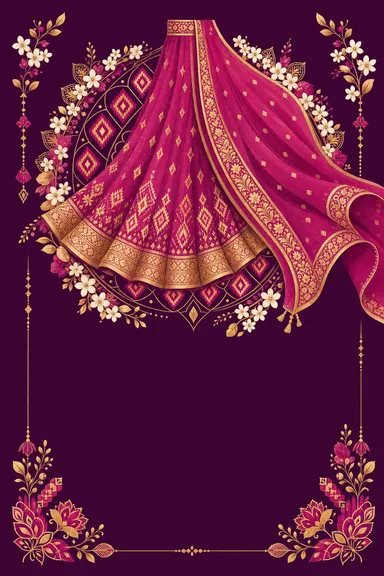 Langa Voni — Half Saree Ceremony invitation card design
