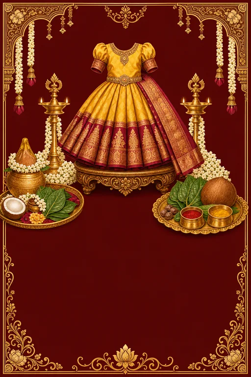 Pattu Pavadai · Heritage — Tamil Hindu Traditional Half Saree Ceremony invitation card design from Ayozan