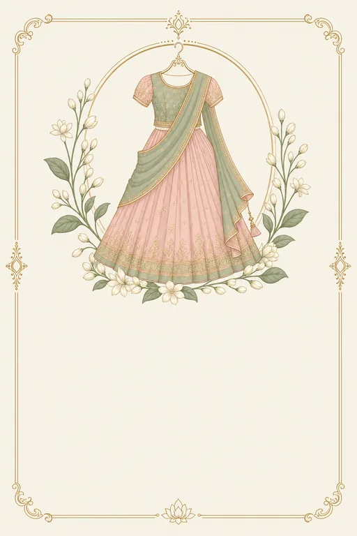 Pattu Pavadai · Modern — Tamil Hindu Modern Half Saree Ceremony invitation card design from Ayozan