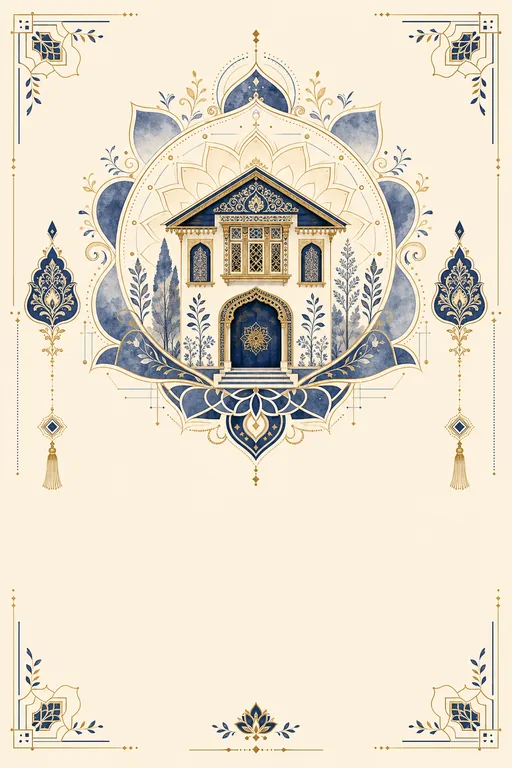 Kashmiri Housewarming · Fusion — Kashmiri Hindu Botanical Housewarming invitation card design from Ayozan