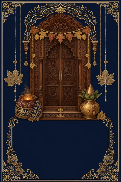 Kashmiri Housewarming · Heritage — Kashmiri Hindu Traditional Housewarming invitation card design from Ayozan