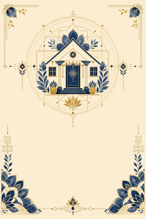 Griha Pravesh · Fusion — North Indian Hindu Botanical Housewarming invitation card design from Ayozan