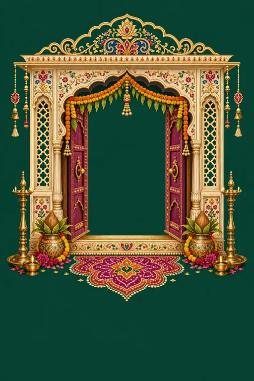 Rajasthani Griha Pravesh · Heritage — Rajasthani Hindu Traditional Housewarming invitation card design from Ayozan