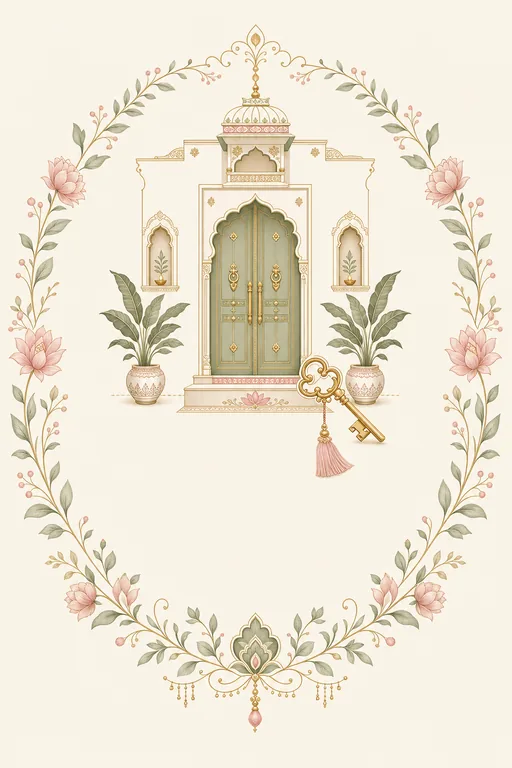 Rajasthani Griha Pravesh · Modern — Rajasthani Hindu Modern Housewarming invitation card design from Ayozan