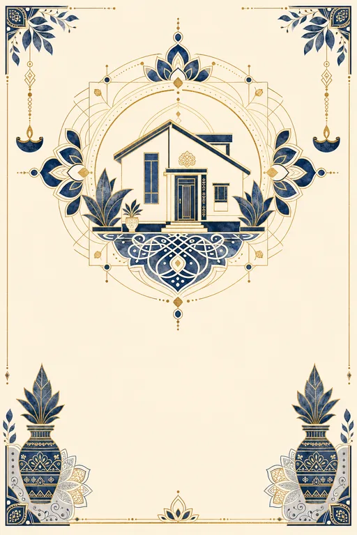Odia Gruha Pravesha · Fusion — Odia Hindu Botanical Housewarming invitation card design from Ayozan