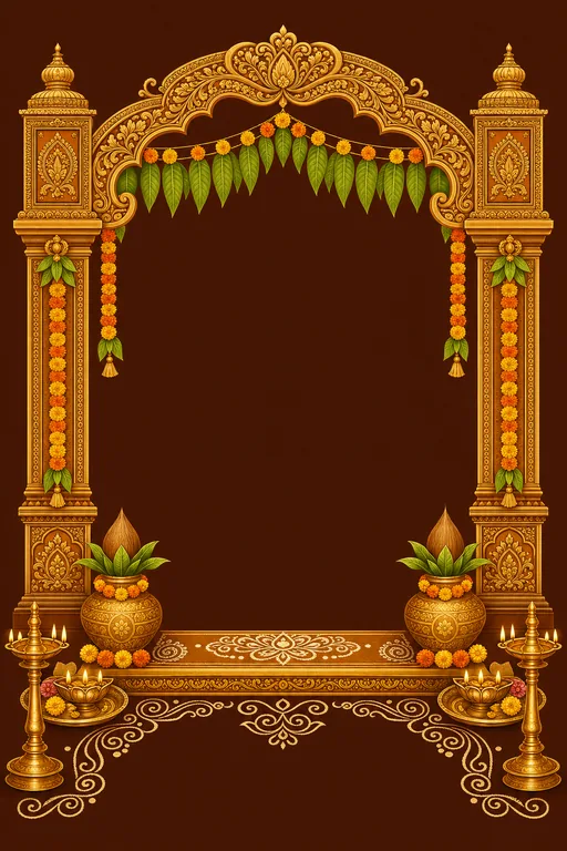 Odia Gruha Pravesha · Heritage — Odia Hindu Traditional Housewarming invitation card design from Ayozan