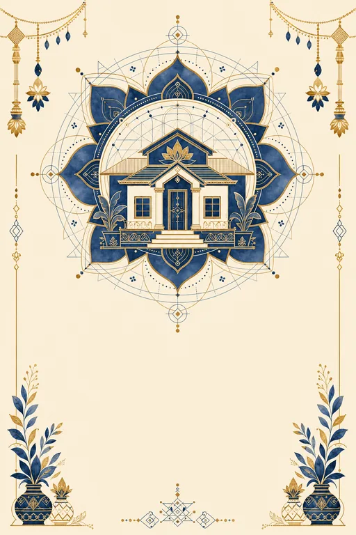 Telugu Gruhapravesham · Fusion — Telugu Hindu Botanical Housewarming invitation card design from Ayozan