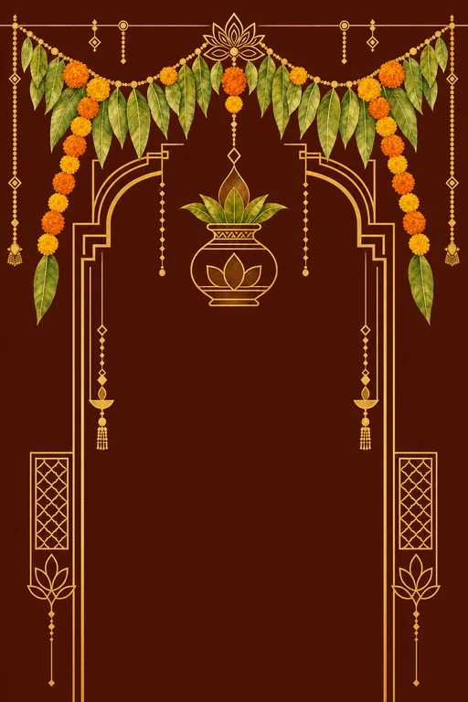 Griha Pravesh Fusion · Fusion — Hindu Botanical Housewarming invitation card design from Ayozan