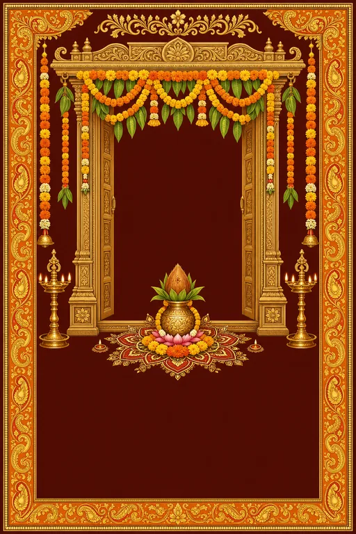 Vastu Shanti · Heritage — Marathi Hindu Traditional Housewarming invitation card design from Ayozan