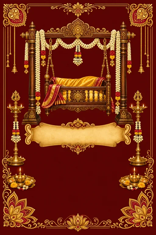 Thottil Ceremony · Heritage — Tamil Hindu Traditional Naming Ceremony invitation card design from Ayozan
