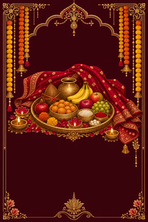 Godh Bharai · Heritage — North Indian Hindu Traditional Seemantham invitation card design from Ayozan