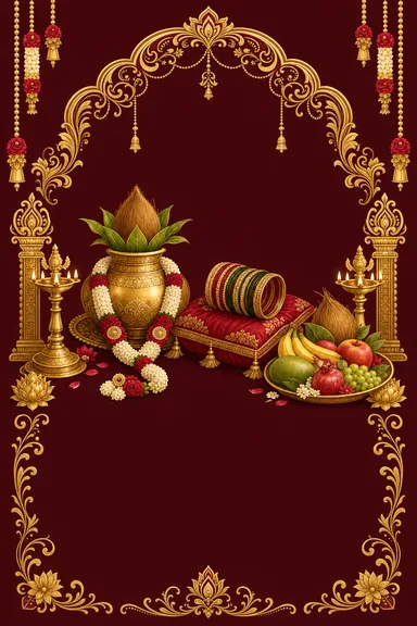 Seemantham · Heritage — Valaikaappu card design