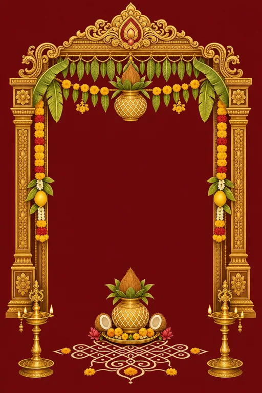 Kadai Thirappu · Heritage — Tamil Hindu Traditional Shop Inauguration invitation card design from Ayozan