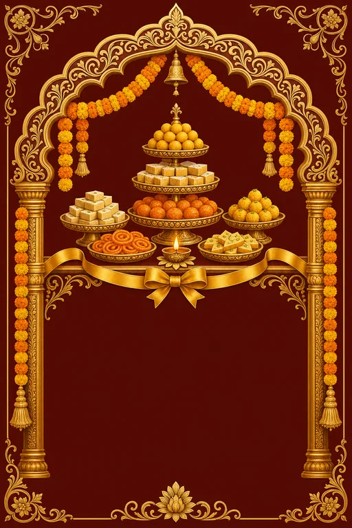Sweet Shop Opening · Heritage — North Indian Hindu Traditional Shop Inauguration invitation card design from Ayozan