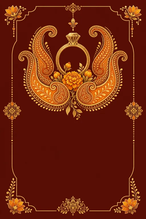Mehndi Paisley · Fusion — Hindu Botanical Engagement invitation card design from Ayozan