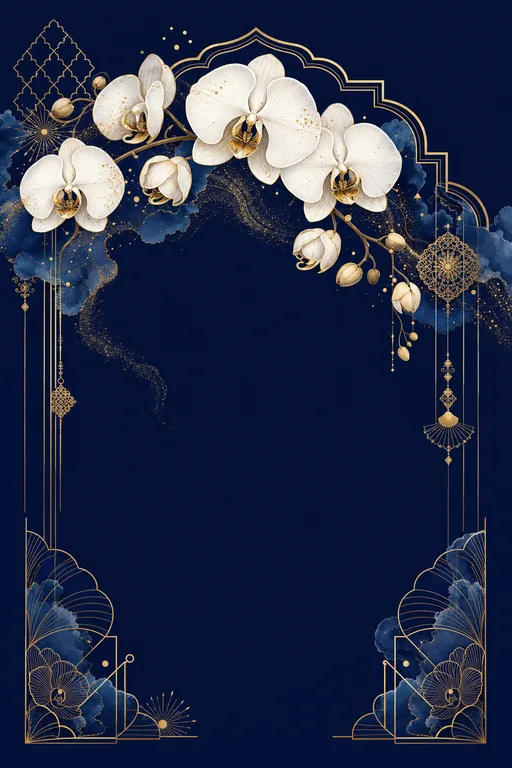 Midnight Orchid · Fusion — Botanical Reception invitation card design from Ayozan