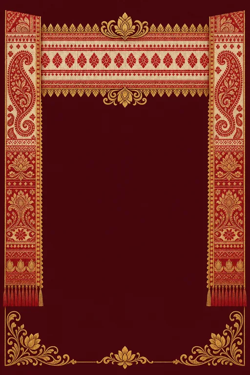 Gamosa Weave · Heritage — Assamese Hindu Traditional Wedding invitation card design from Ayozan