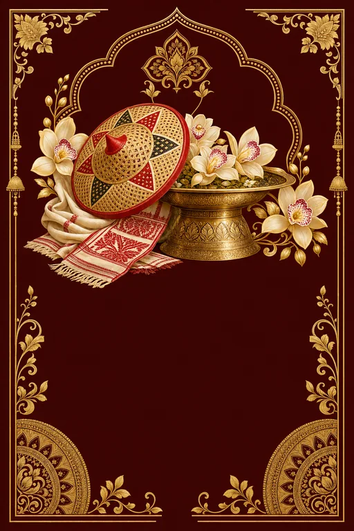 Japi & Xorai · Heritage — Assamese Hindu Traditional Wedding invitation card design from Ayozan