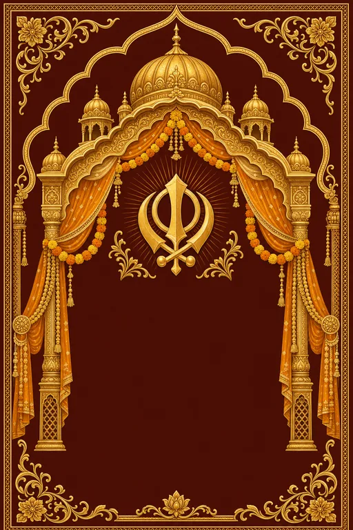 Anand Karaj Gold · Heritage — Punjabi Sikh Traditional Wedding invitation card design from Ayozan