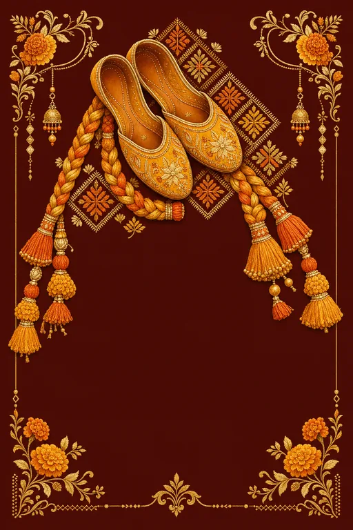 Jutti & Paranda · Fusion — Punjabi Hindu Botanical Wedding invitation card design from Ayozan