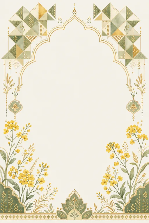 Sarson Gold · Fusion — Punjabi Hindu Botanical Wedding invitation card design from Ayozan