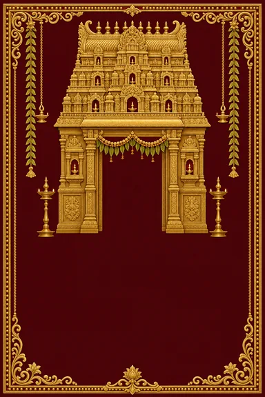 Gopuram Gold Relief — Tamil invitation card design