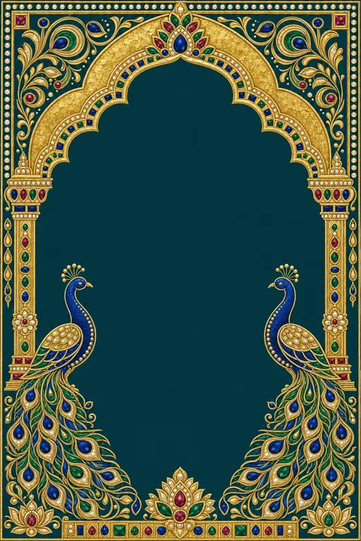 Tanjore Glass Painting · Fusion — Tamil Hindu Botanical Wedding invitation card design from Ayozan