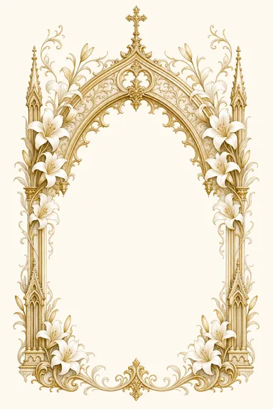 Gothic Gold & Lily — Christian Wedding invitation card design