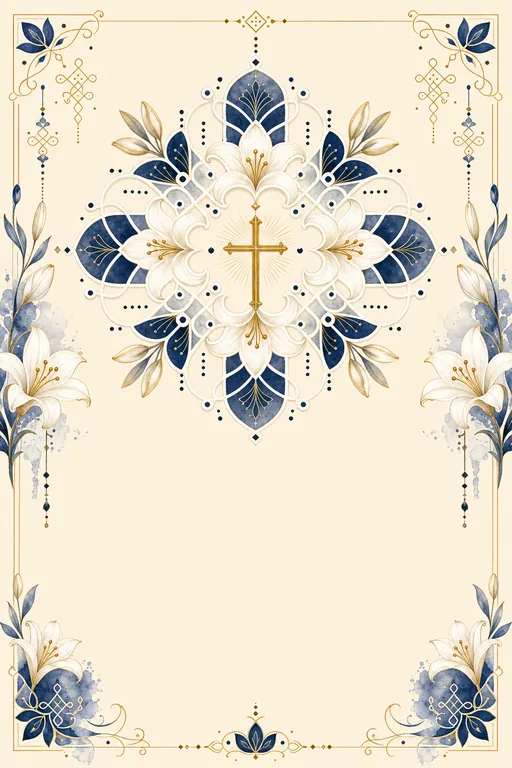 Kolam Lily Fusion · Fusion — Tamil Christian Botanical Wedding invitation card design from Ayozan