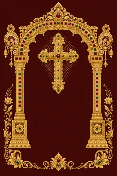 Tanjore Gilt Cross — Christian Wedding invitation card design
