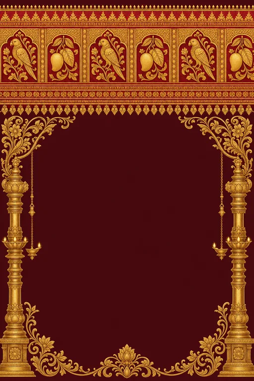 Gadwal Zari · Heritage — Telugu Hindu Traditional Wedding invitation card design from Ayozan
