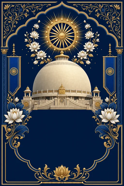 Deekshabhoomi Dawn · Heritage — Buddhist Traditional Ambedkar Jayanti invitation card design from Ayozan