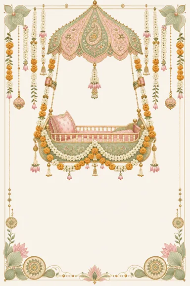 Cradle of Garlands — Baby Shower invitation card design
