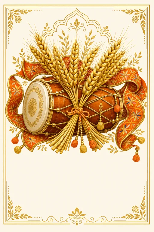 Harvest Dhol · Heritage — Punjabi Sikh Traditional Baisakhi invitation card design from Ayozan