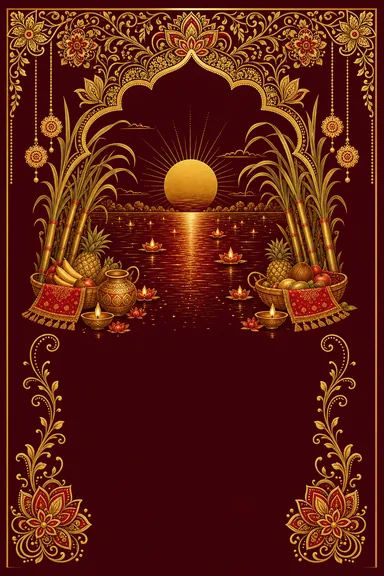 Sandhya Arghya — Chhath Puja greeting card design