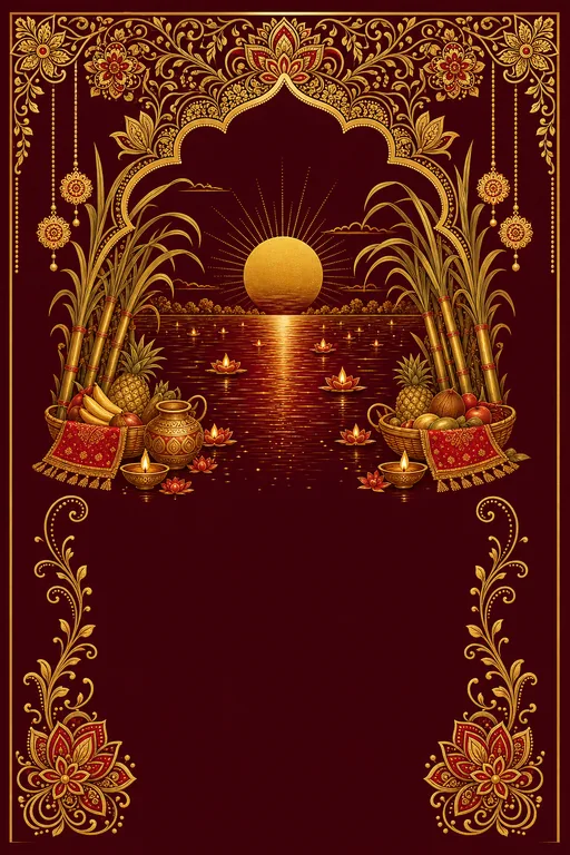 Sandhya Arghya · Heritage — Hindu Traditional Chhath Puja invitation card design from Ayozan