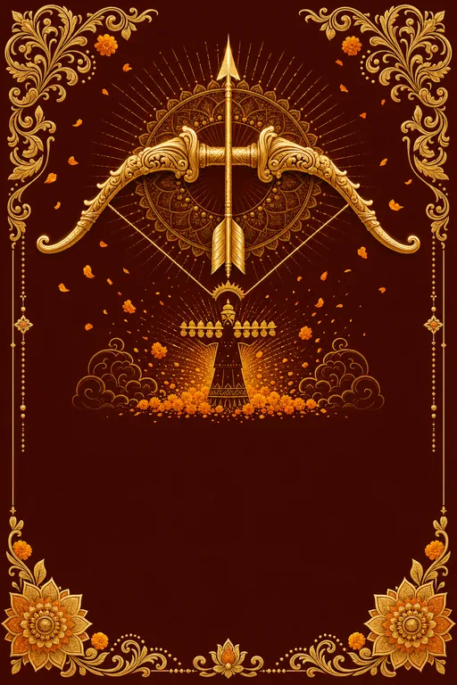 Victory Bow · Heritage — Hindu Traditional Dussehra invitation card design from Ayozan