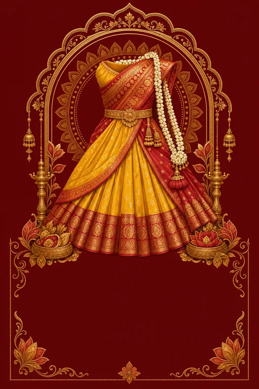 Langa Voni Silk · Heritage — Telugu Hindu Traditional Half Saree Ceremony invitation card design from Ayozan
