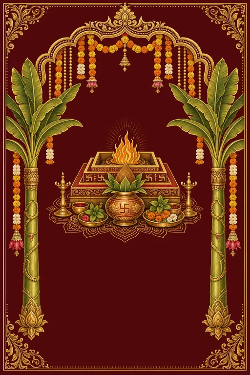 Satyanarayan Katha · Heritage — Hindu Traditional Housewarming invitation card design from Ayozan