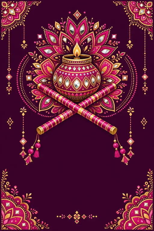 Garba Nights · Fusion — Gujarati Hindu Botanical Navratri invitation card design from Ayozan