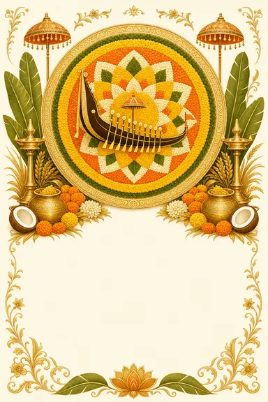 Pookalam Harvest — Malayalam invitation card design