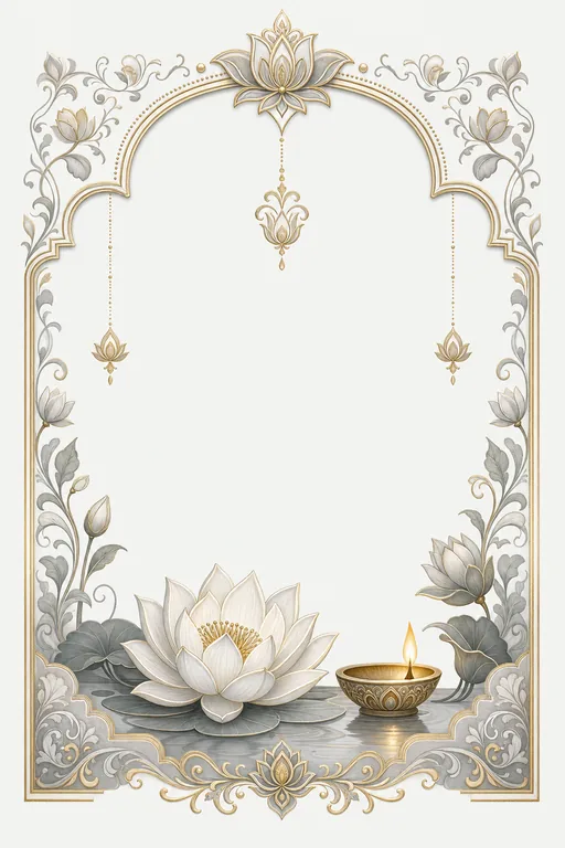Lotus at Dusk · Heritage — Hindu Traditional Prayer Meet invitation card design from Ayozan