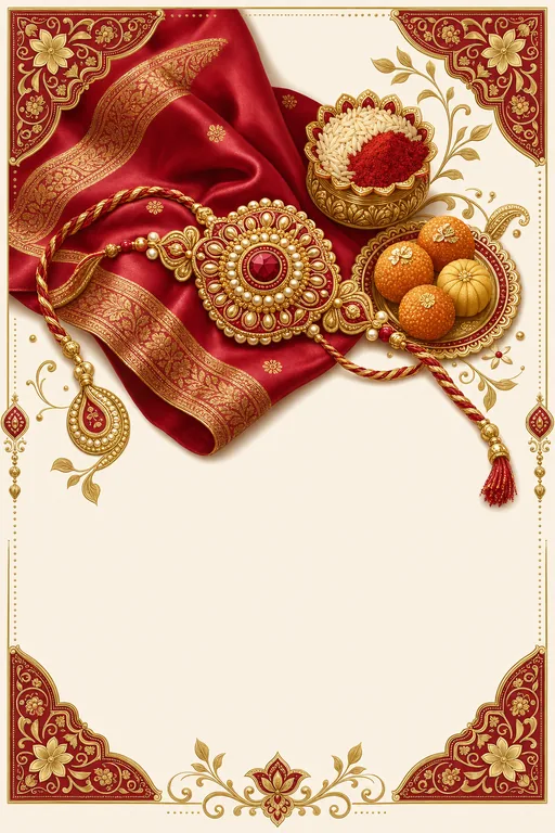 Silken Rakhi · Heritage — Hindu Traditional Raksha Bandhan invitation card design from Ayozan