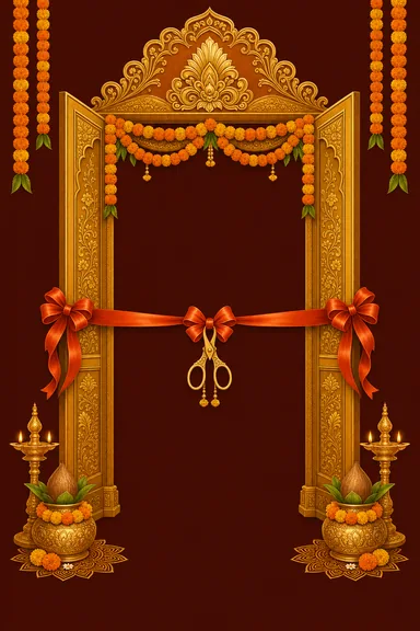 Ribbon & Kalash · Heritage — Shop Inauguration card design