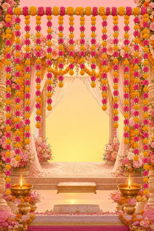 Floral Mandap Sunrise — Living Invitation — North Indian Hindu Traditional Wedding invitation card design from Ayozan