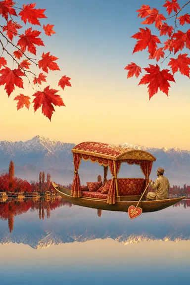Kashmir Shikara Autumn — Living Invitation — Wedding card design