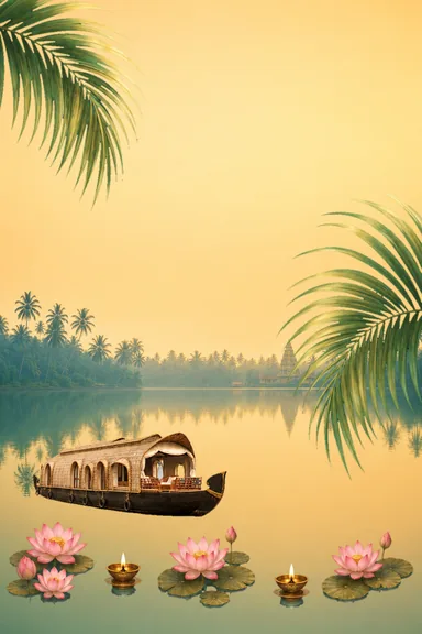 Kerala Backwater Dawn — Wedding invitation card design