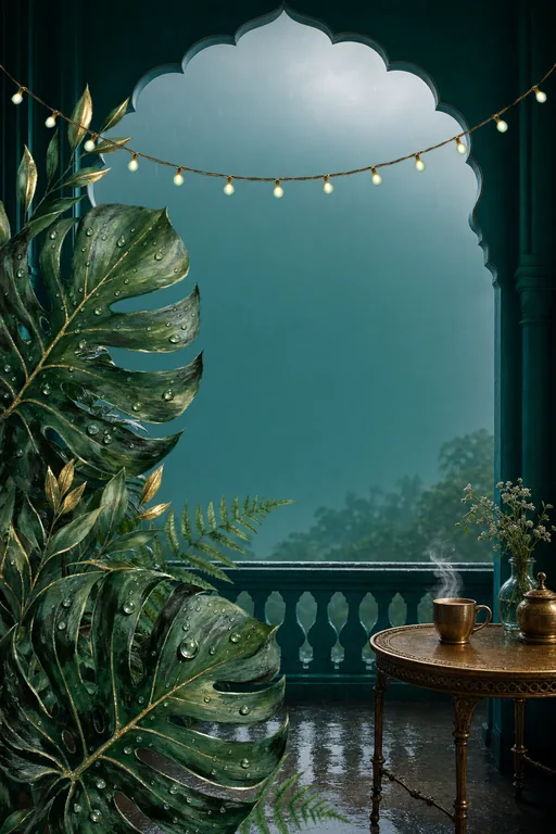 Monsoon Teal Veranda — Living Invitation — Modern Wedding invitation card design from Ayozan
