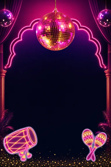 Neon Sangeet Stage — Wedding invitation card design