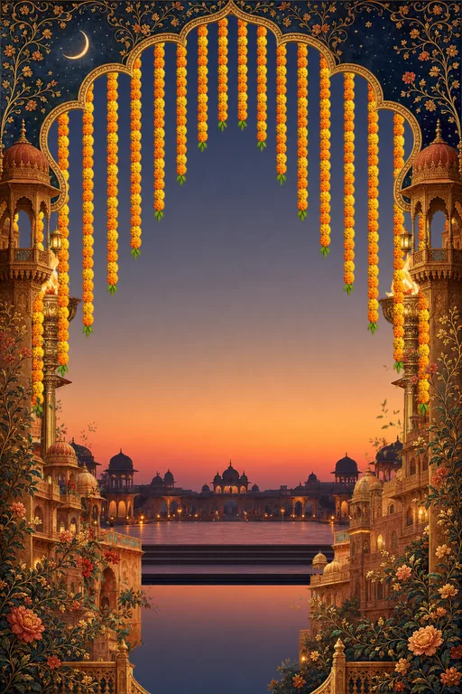 Royal Durbar Dusk — Living Invitation — Rajasthani Hindu Traditional Wedding invitation card design from Ayozan